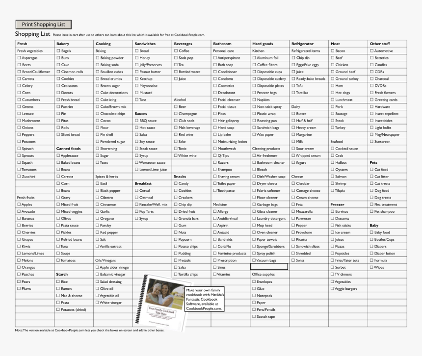 Grocery List For Supermarket, HD Png Download, Free Download
