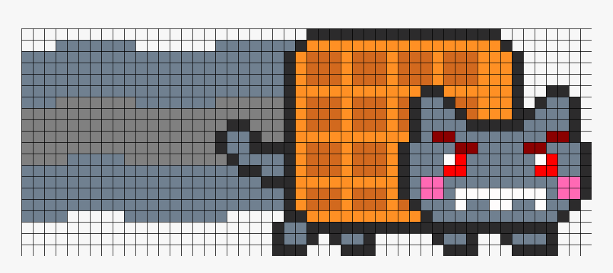 Anti Nyan Cat Perler Bead Pattern / Bead Sprite - Excel Art Nyan Cat, HD Png Download, Free Download