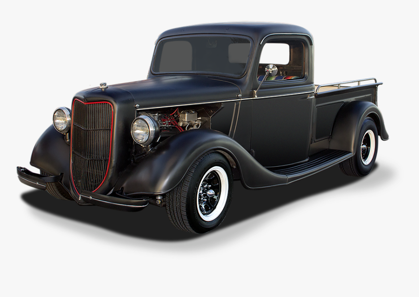 Vintage, Pickup, Truck, White Walls, Black, Hot Rod - Pickup Truck, HD Png Download, Free Download