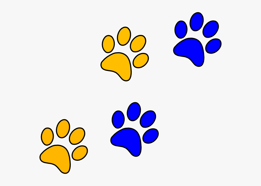 Panthers Clipart - Blue And Gold Paw Prints, HD Png Download, Free Download