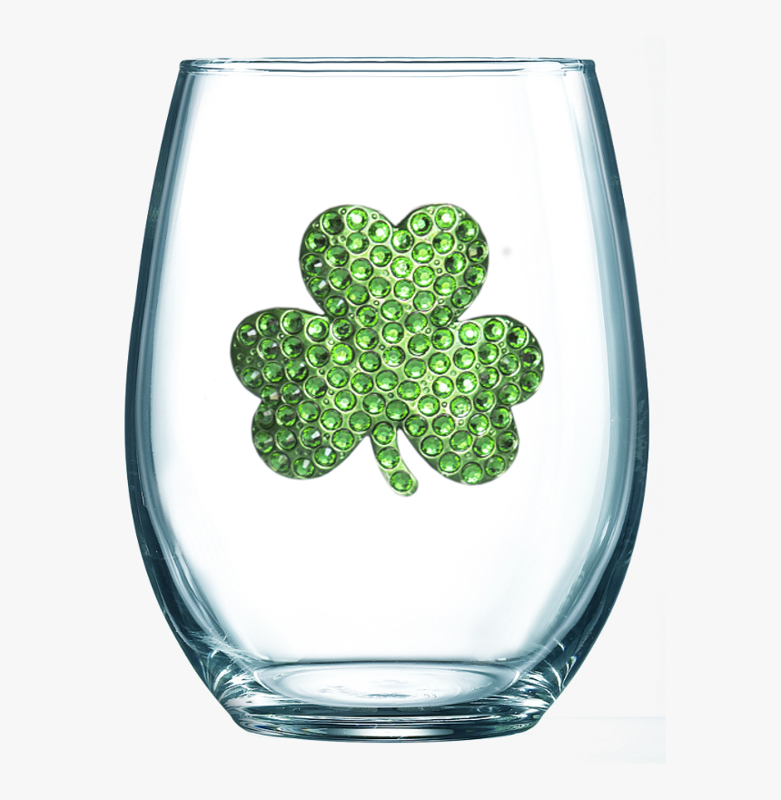 Shamrock Jeweled Stemless Wine Glass - Queens Jewels Wine Glasses, HD Png Download, Free Download