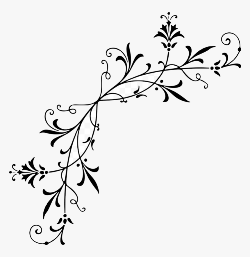 Fancy Lines Clipart Corner Decoration Line Vector Transparent - Corner Flowers Clipart Black And White Png, Png Download, Free Download