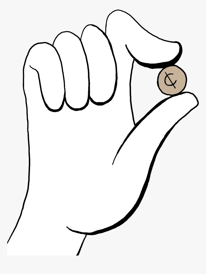 50 Cent Sign Clipart - Cartoon Hand Holding Penny, HD Png Download, Free Download