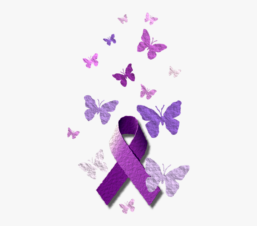 Butterfly Purple Cancer Ribbon, HD Png Download, Free Download