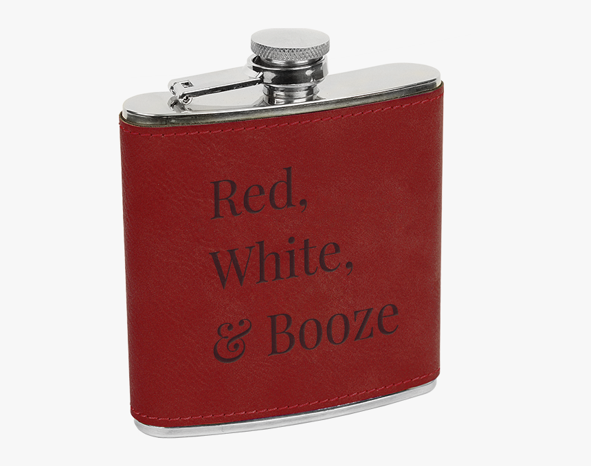 Red, White & Booze Leatherette Flask"
title="red, White - Hip Flask, HD Png Download, Free Download