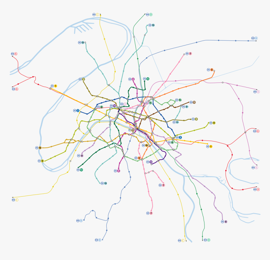 Paris Metro Geographical Map, HD Png Download, Free Download