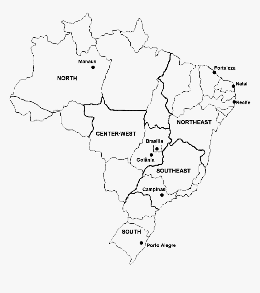 Line Map Of Brazil, HD Png Download, Free Download