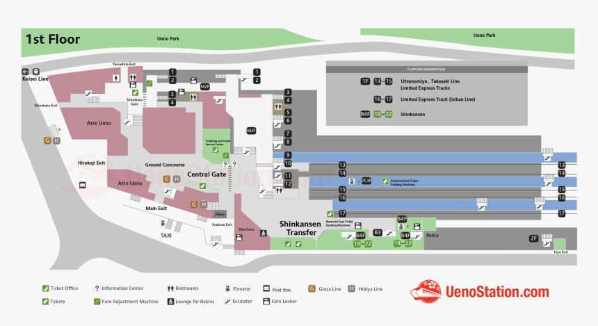 Ueno Station Map 1st Floor - Ueno Station Floor Map, HD Png Download, Free Download