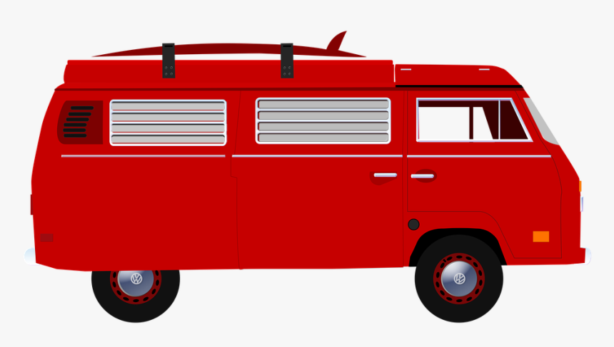 Vanagon, Volkswagon, Kombi, Van, Surf Van, Camping - Red Campervan Clipart, HD Png Download, Free Download