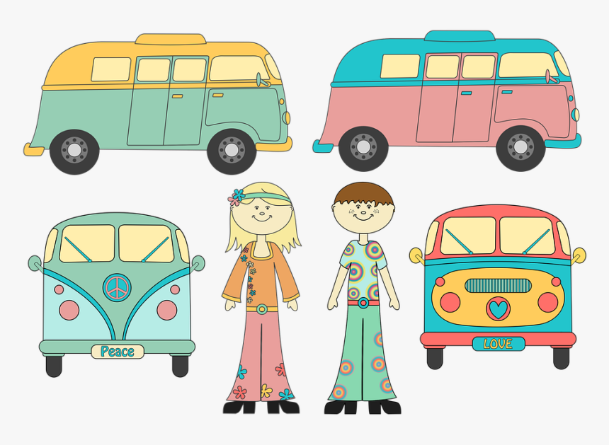 Camper Van, Hippy, People, Girl, Boy, 60"s - Compact Van, HD Png Download, Free Download