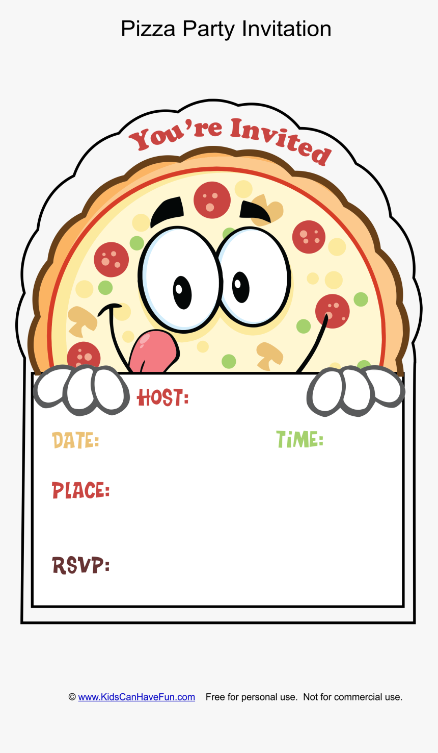 Clip Art Pizza Party Invitation Template - Pizza Birthday Invitation Card, HD Png Download, Free Download