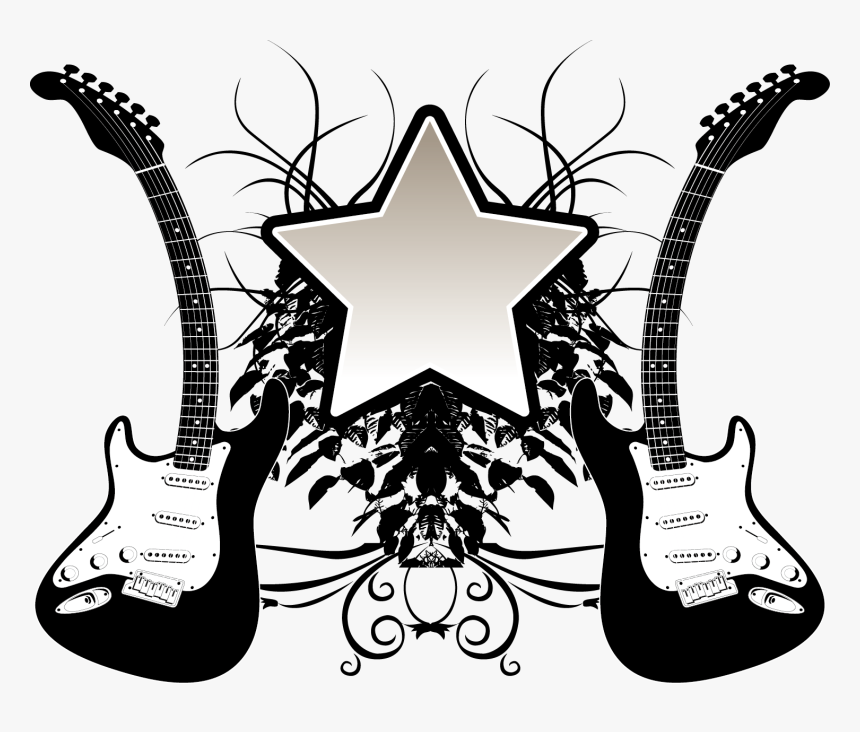 Star Material Guitar Vector Five-pointed Deformation - Guitar Vector, HD Png Download, Free Download