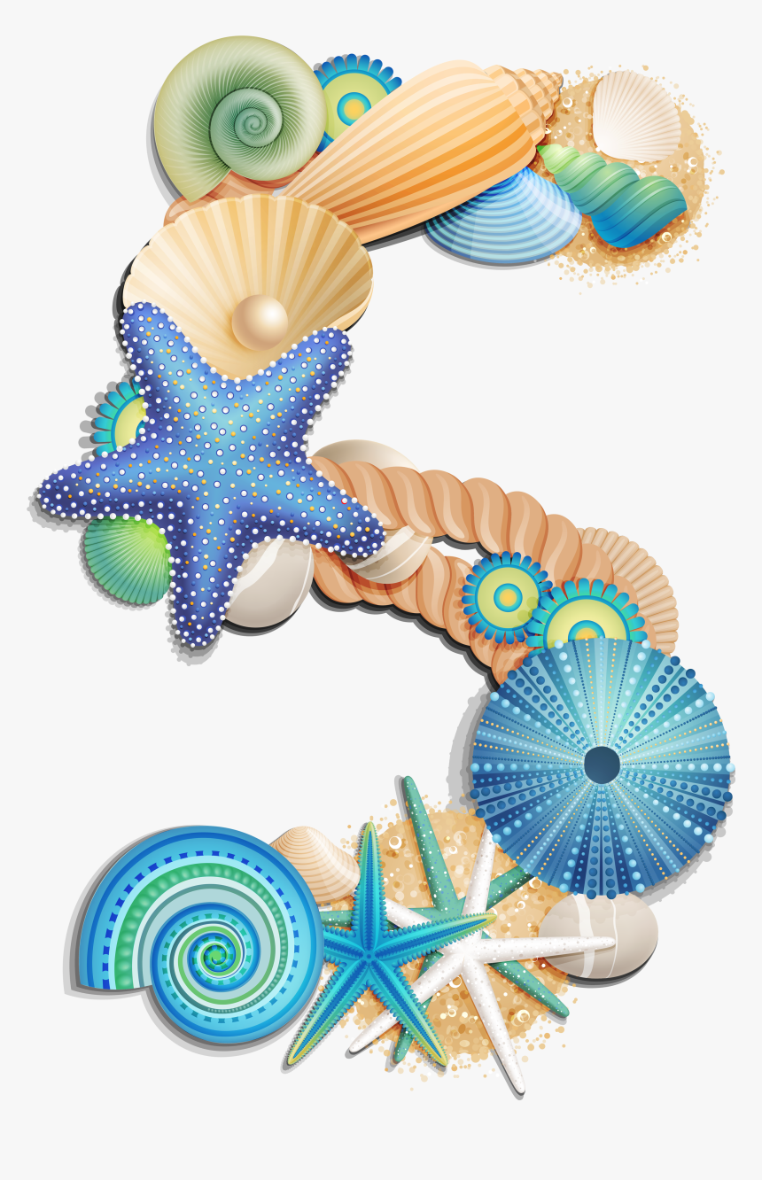 Transparent Number Five Sea Style Png Clipart Picture - Number From Sea, Png Download, Free Download