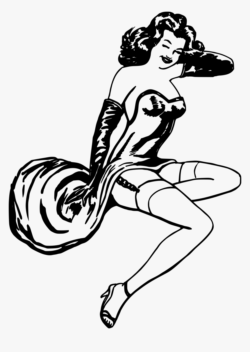 Pinup Girl Clip Arts - Black And White Pinup Girl Vector, HD Png Download, Free Download