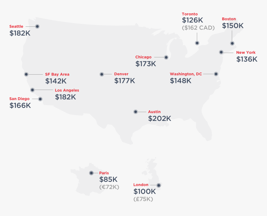 Map Of Average Tech Salaries Adjusted For Sf Cost Of - Wyoming State Perfect Square, HD Png Download, Free Download