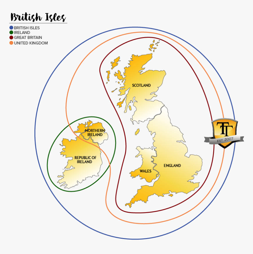Britishislesbreakdownmap - Tenontours - Uk Great Britain And England Difference, HD Png Download, Free Download