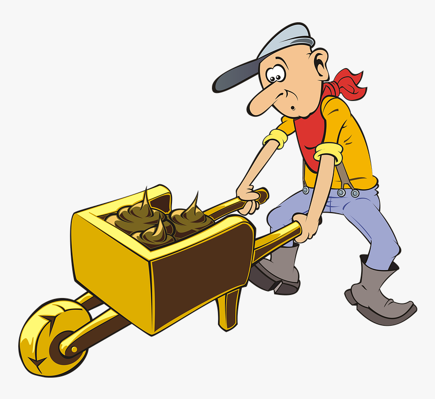 Character, Drawing, Peasant, Wheelbarrow, Manure, Adobe - Cartoon, HD Png Download, Free Download