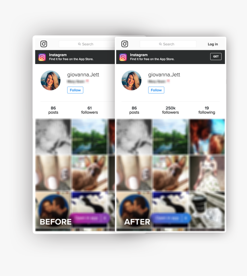 Instagram Follower Before And After , Png Download - Igfollowershack Pw, Transparent Png, Free Download