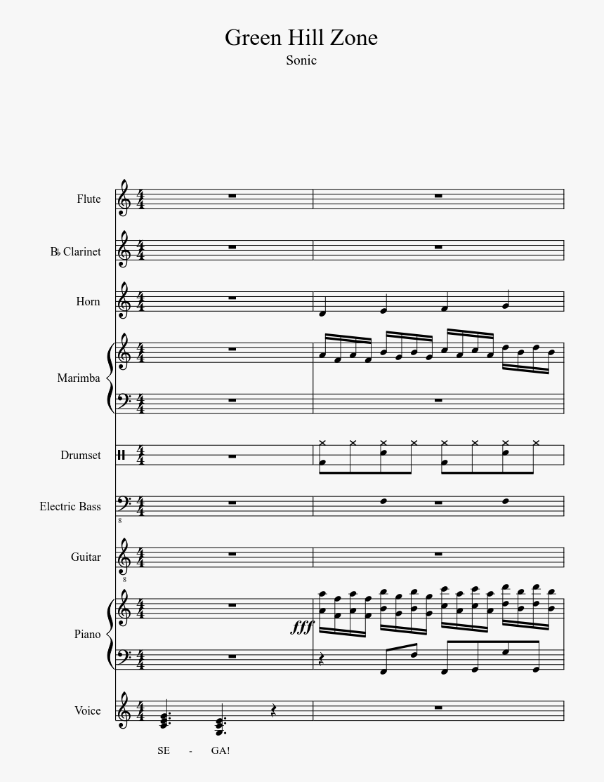 Green Hill Zone Sheet Music 1 Of 9 Pages - Partitura On Melancholy Hill, HD Png Download, Free Download