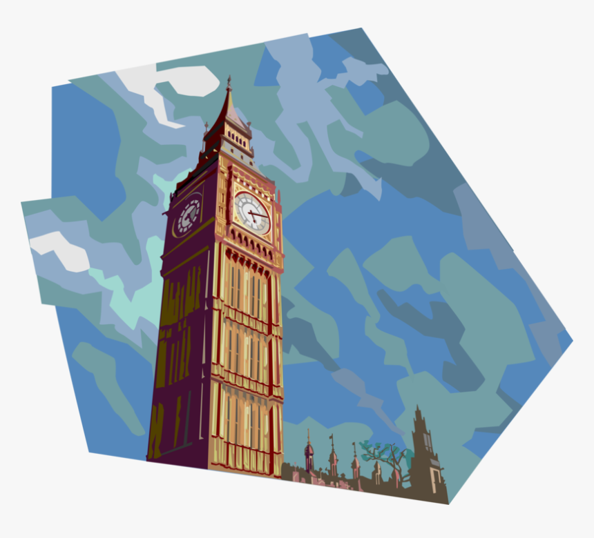 Vector Illustration Of Big Ben Clock Tower Tourism - Big Ben Londres Vector Png, Transparent Png, Free Download