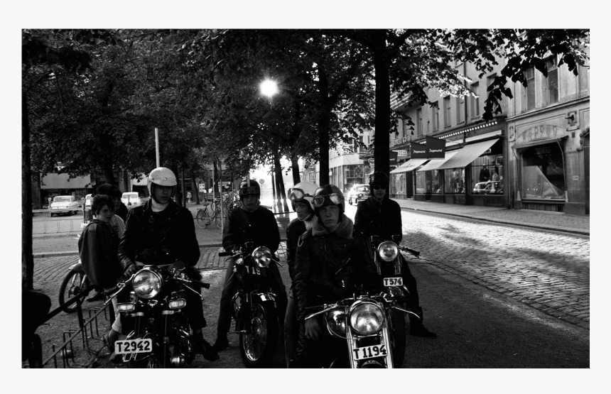 A Group Of Teens On Motorcycles - Monochrome, HD Png Download, Free Download