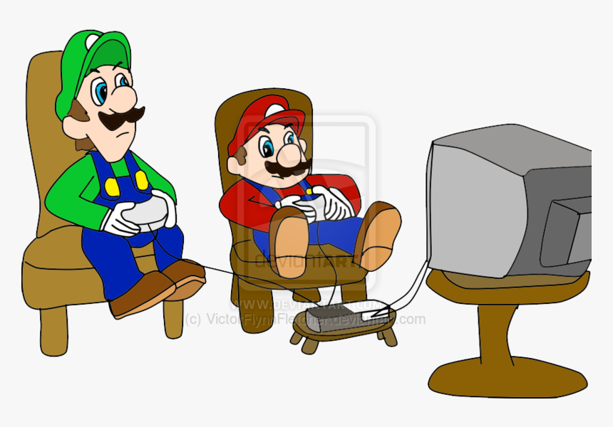 Mario Y Luigi Jugando Videojuegos, HD Png Download, Free Download