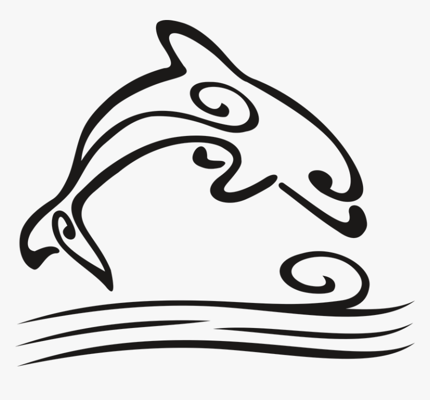 Delfin, Jump, The Waves, Water, Tattoo, Fins, Mammal - Delfin Tatuaje Png, Transparent Png, Free Download