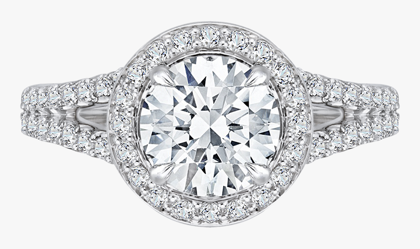 14k White Gold Round Halo Diamond Engagement Ring With - Pre-engagement Ring, HD Png Download, Free Download