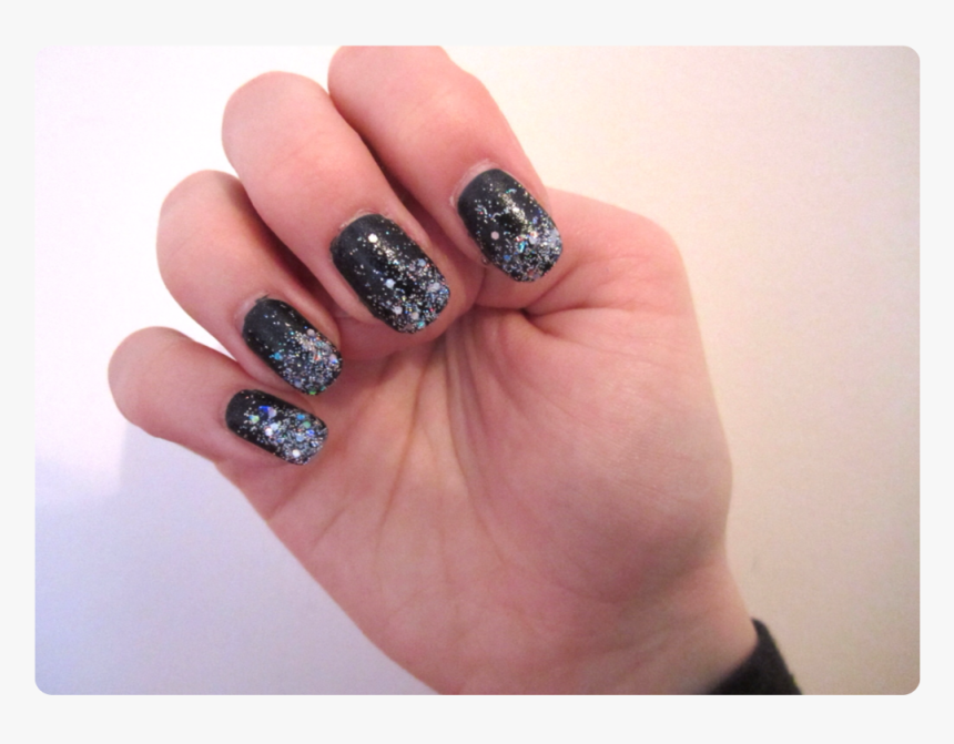 Black Glitter Gradient Nails, HD Png Download, Free Download