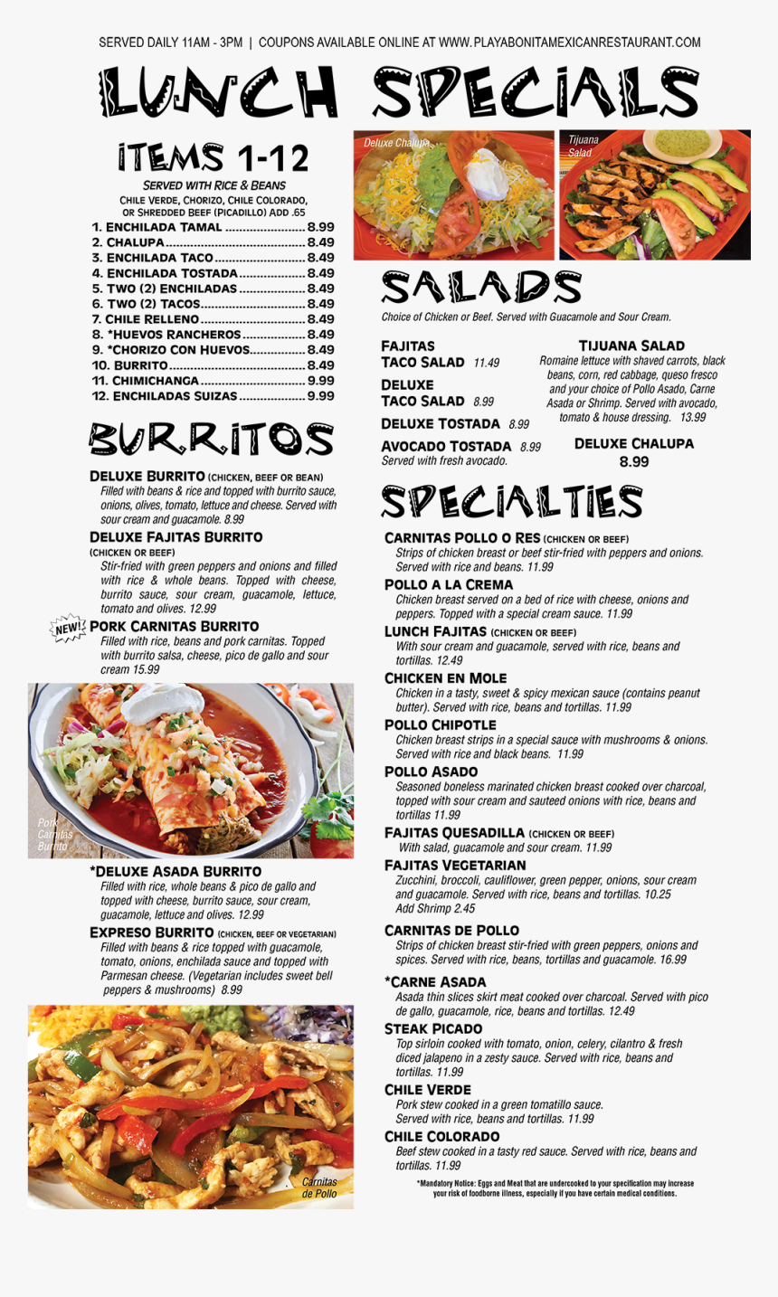 Lunch - La Carte Lunch Menu, HD Png Download, Free Download