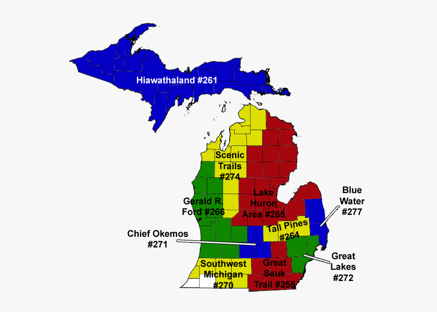 Michigan Boy Scout Council Map - Michigan Proposal 1 Results By County, HD Png Download, Free Download