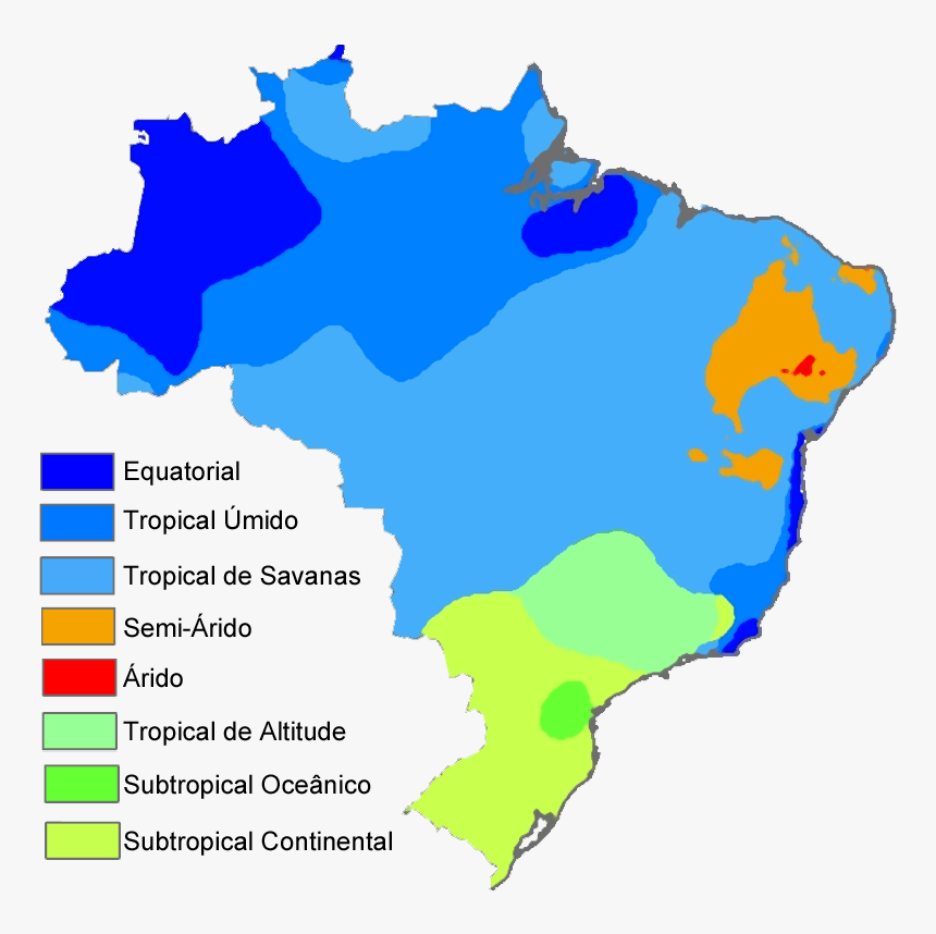 Brazil Köppen Climate Map Portuguese - Brazil Climate Map, HD Png Download, Free Download