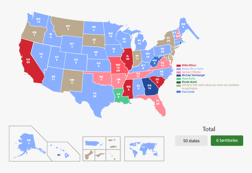 Mapa Roque Junio - Red Vs Blue States 2016 Election, HD Png Download, Free Download