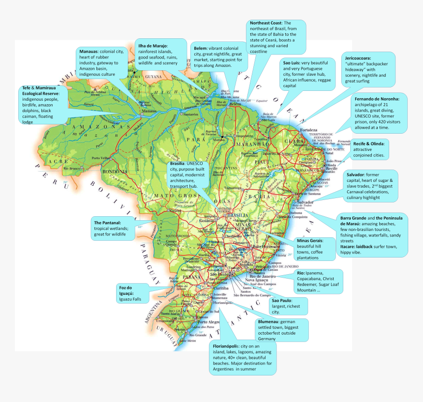 Brasil Mustsee - Brazil Must See Map, HD Png Download, Free Download