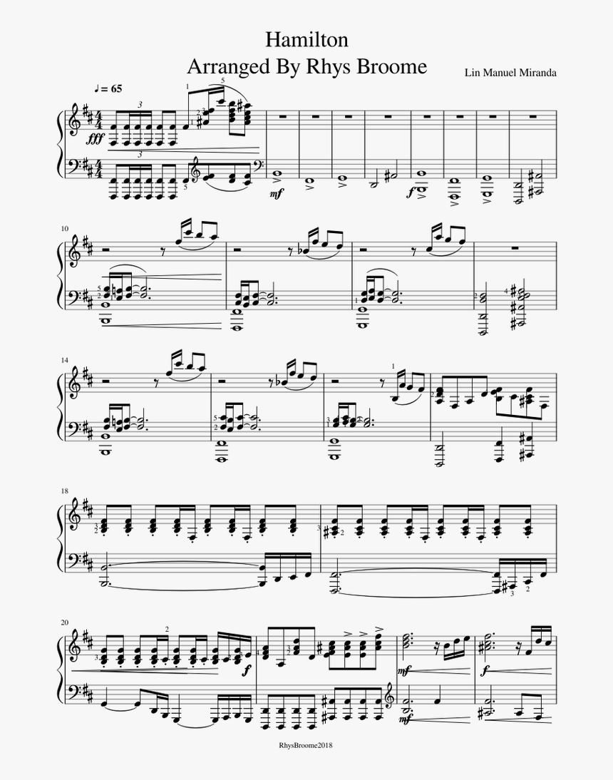 Alexander Hamilton Song Sheet Music, HD Png Download, Free Download