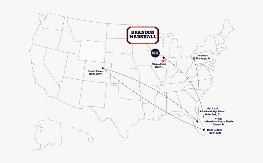 Road To The Chicago Bears For Brandon Marshall - Map, HD Png Download, Free Download