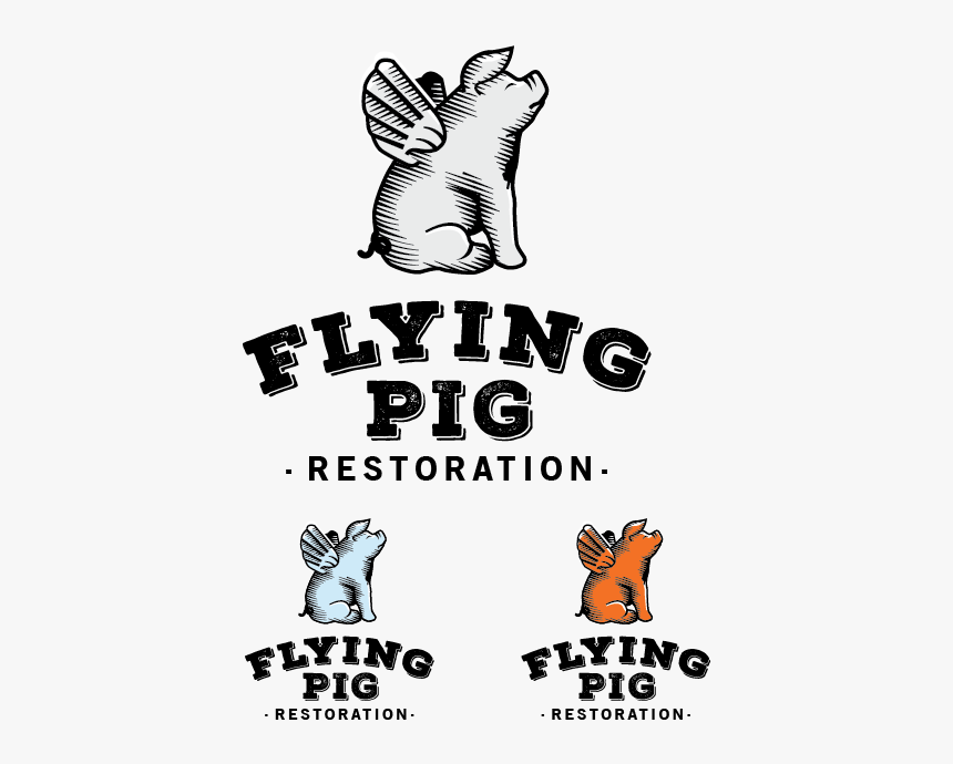 Logo Design By Mandy Illustrator For Flying Pig Restorations - Cartoon, HD Png Download, Free Download