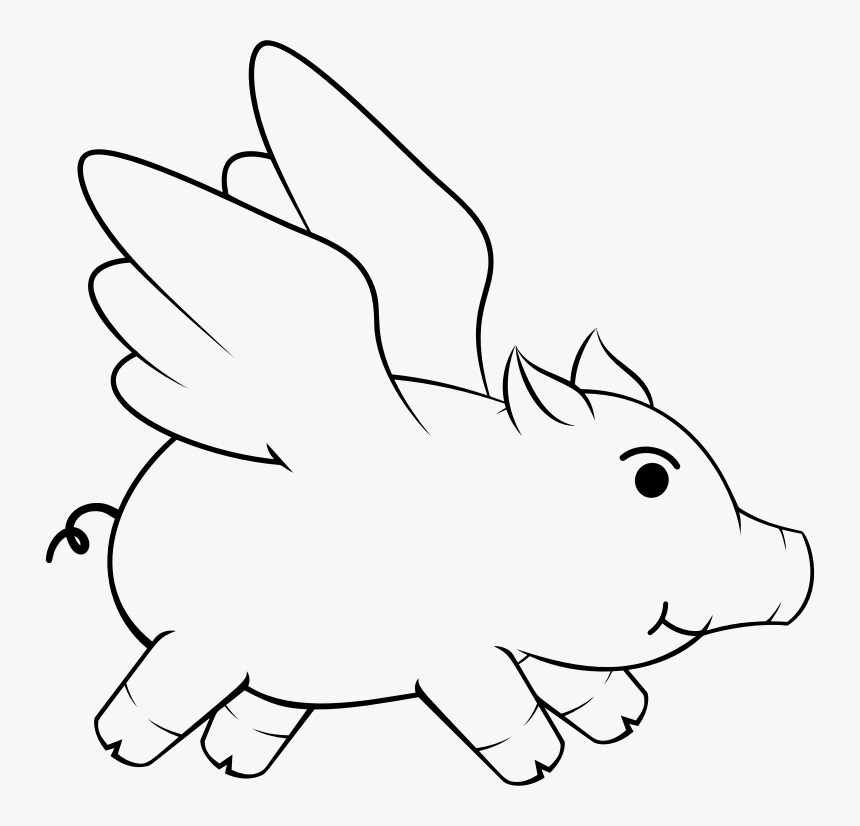 Transparent Flying Pig Clipart - Flying Pig Clipart Black And White, HD Png Download, Free Download