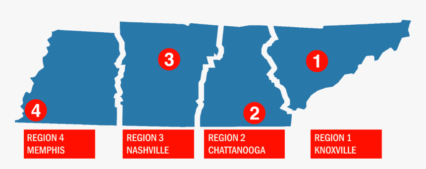 Tdot Regions-trb Poster - Three Cities In Each Region Of Tennessee, HD Png Download, Free Download