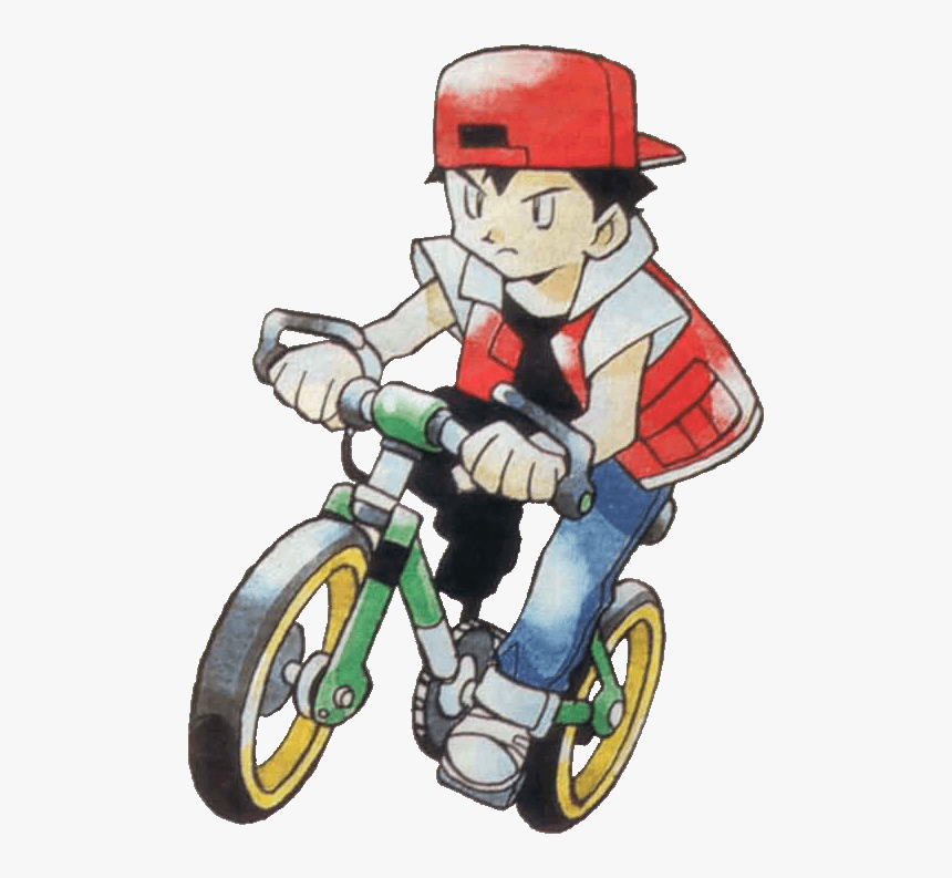 Red On Bike - Pokemon Trainer Red Original Art, HD Png Download, Free Download