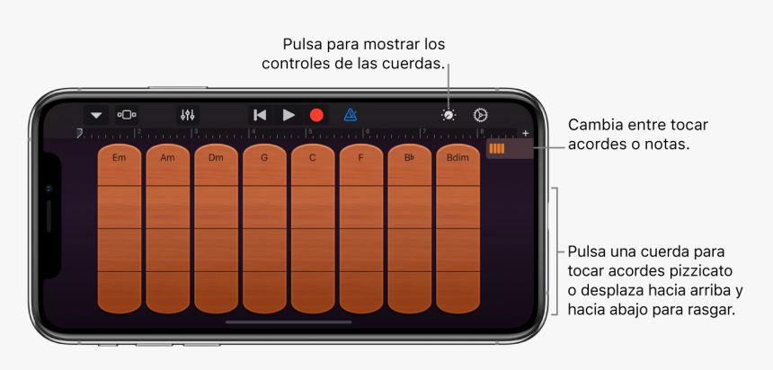 Instrumento Táctil Cuerdas - Garageband, HD Png Download, Free Download