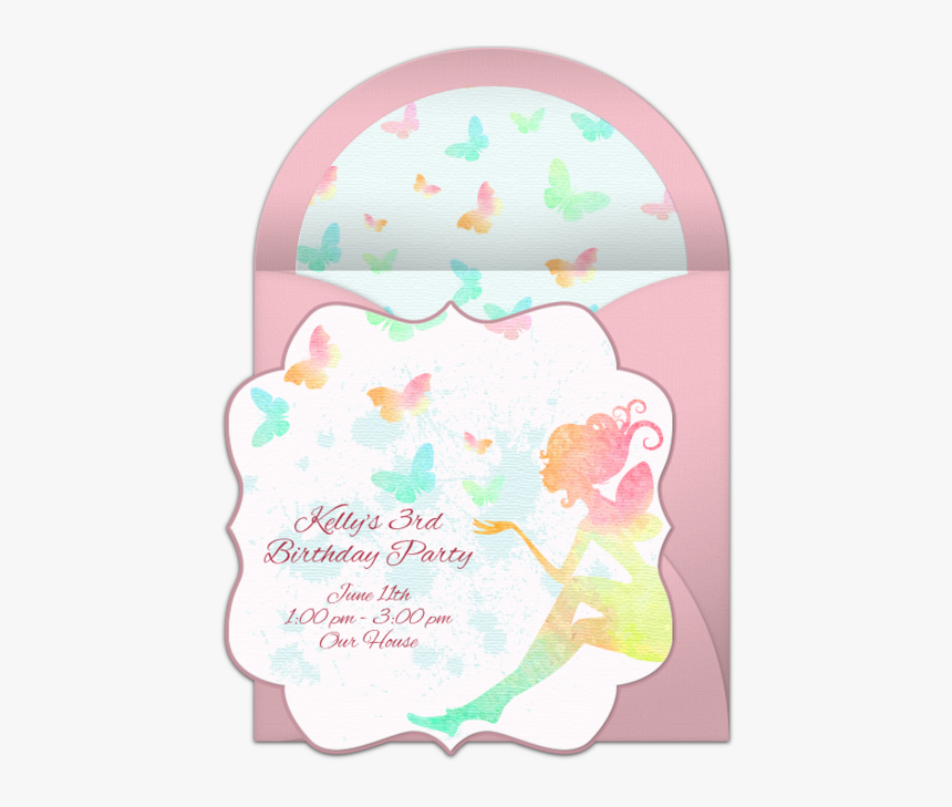 Clip Art Free Butterfly Girly Birthday - Fairy And Butterfly Invitations, HD Png Download, Free Download