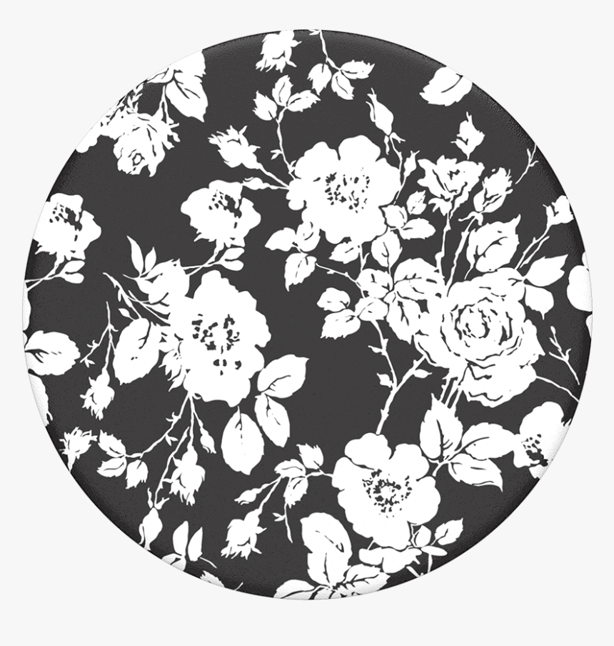 Black And White Rose Png -monochrome Rose, Popsockets - Black And White Floral Popsocket, Transparent Png, Free Download