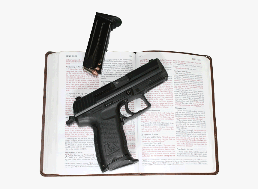 Gun On A Bible - Scripture Backgrounds Luke 21 5 38, HD Png Download, Free Download