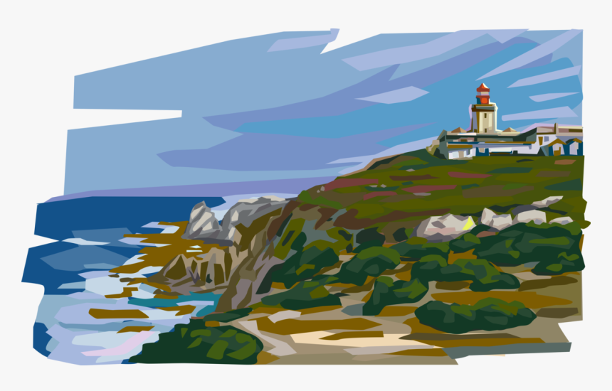 Vector Illustration Of Cabo Da Roca Lighthouse And - Illustration, HD Png Download, Free Download