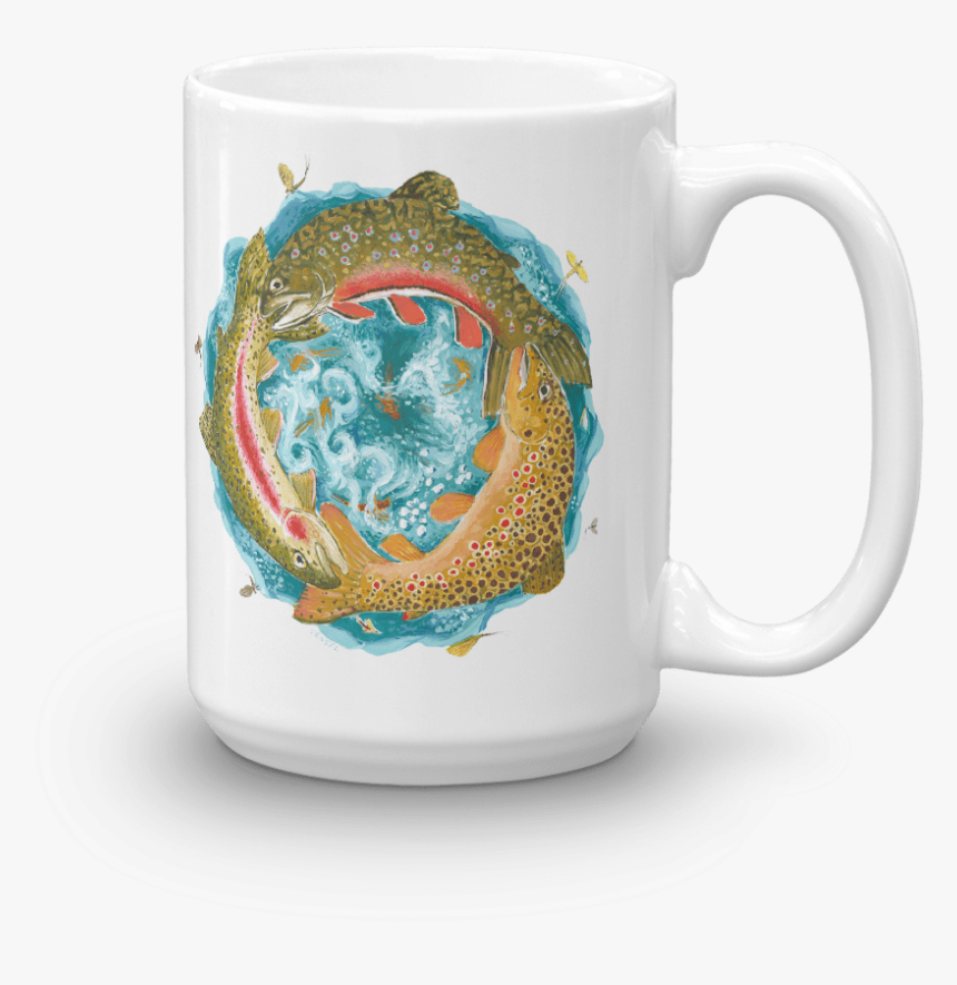 Fly Fishing Mug With Brown Trout, Brook Trout, Rainbow - Mug, HD Png Download, Free Download