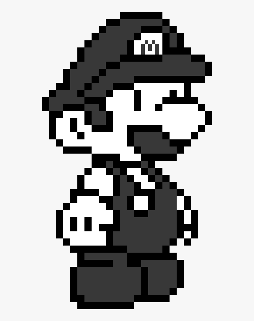 Black And White Mario - Pixel Art Super Mario, HD Png Download, Free Download