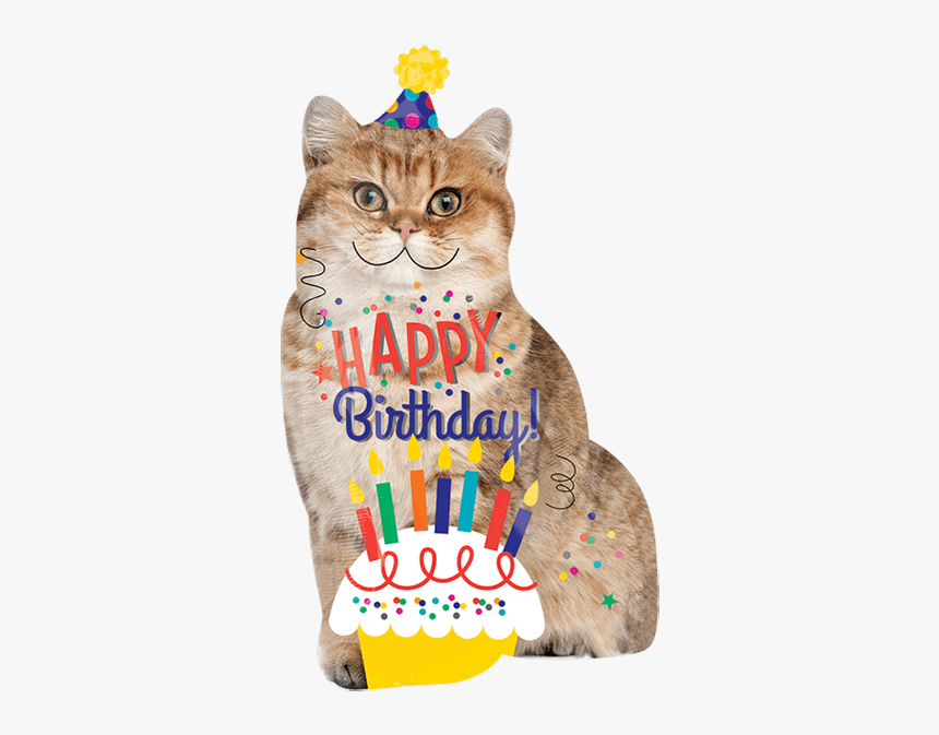 Birthday Cake Cat Kitten Balloon - Cat Birthday, HD Png Download, Free Download