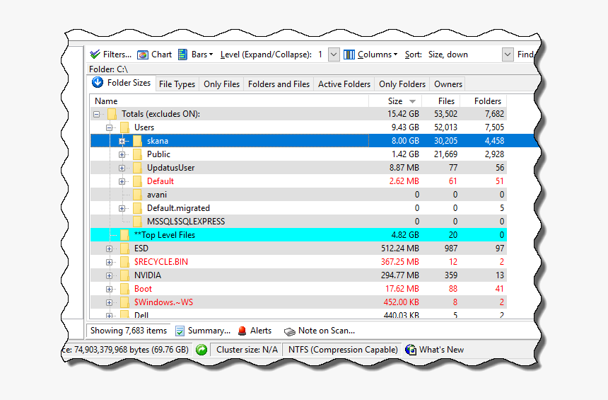 Folder Sizes List In Showsize Helps Find Large, Disk - Windows 10 Show Folder Size In List, HD Png Download, Free Download