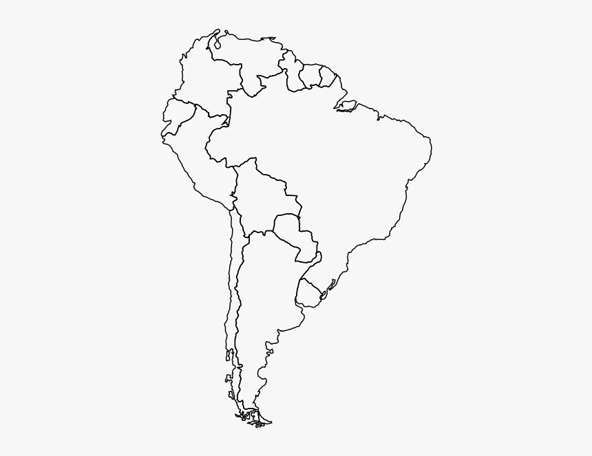 Line Art,area,hand - Printable Blank Map Of South America, HD Png Download, Free Download